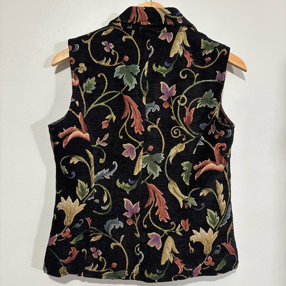 Black Velvet Floral Brocade Tapestry Vest Size Small Dark Academia Indie Sleeze - Picture 3 of 7